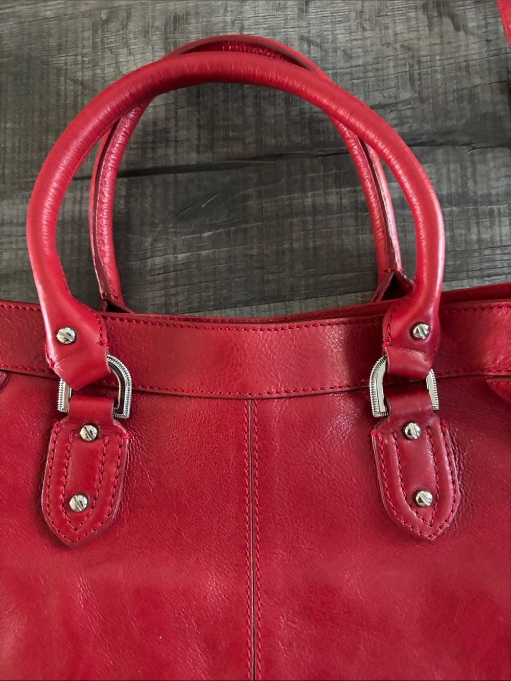 Cole Haan Red Leather Shoulder Hobo Tote Bag, Multiple Pockets, Like New - Picture 3 of 13